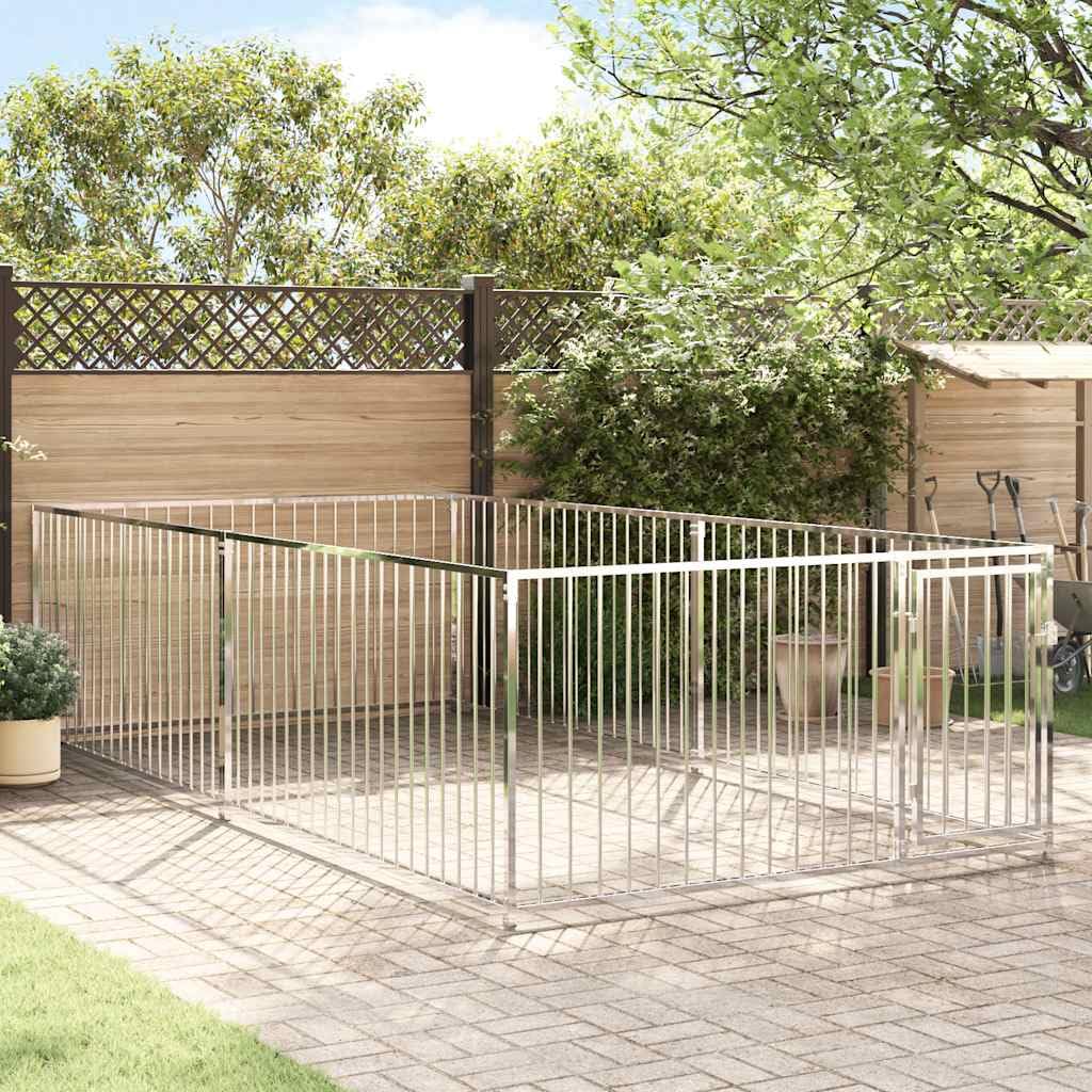 Perrera de acero para exteriores, 200 × 400 × 100 cm, con puerta con cierre para cachorros, perros, jardín, entrenamiento, protección y seguridad en el recinto al aire libre o en interiores