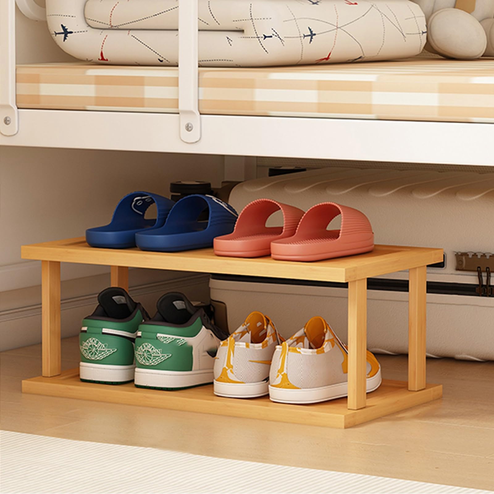 SVFOEBJM Vertical Shoe Rack, Wooden Shoe Rack for Small Spaces, DIY Shoe Shelf, Space Saving Storage, Tall Narrow Shoe Tower Organizer for Entryway Corner Garage Bedroom