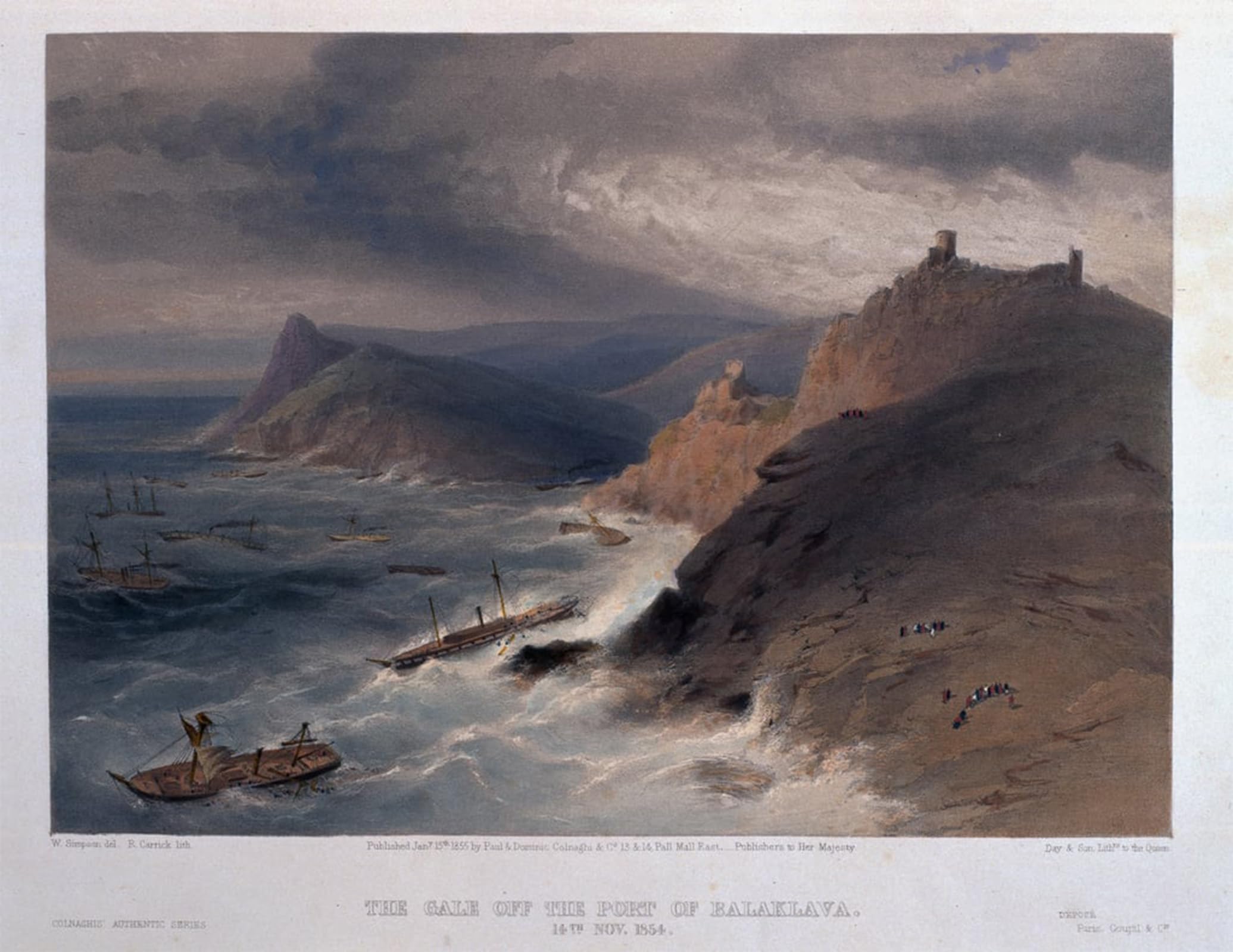 SERENDIPITP Abstract Painting Mural Print Picture Wall Decor Painting the Gale off the Port of Balaklava Th November by William Crimea Simpson Vintage Wall Artwork for Home Decor 60x90cm