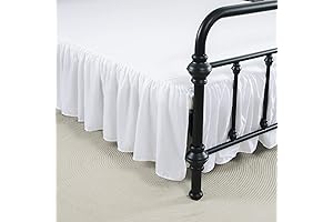 White Queen Size Ruffled Bed Skirt with Split Corners and 14" Drop