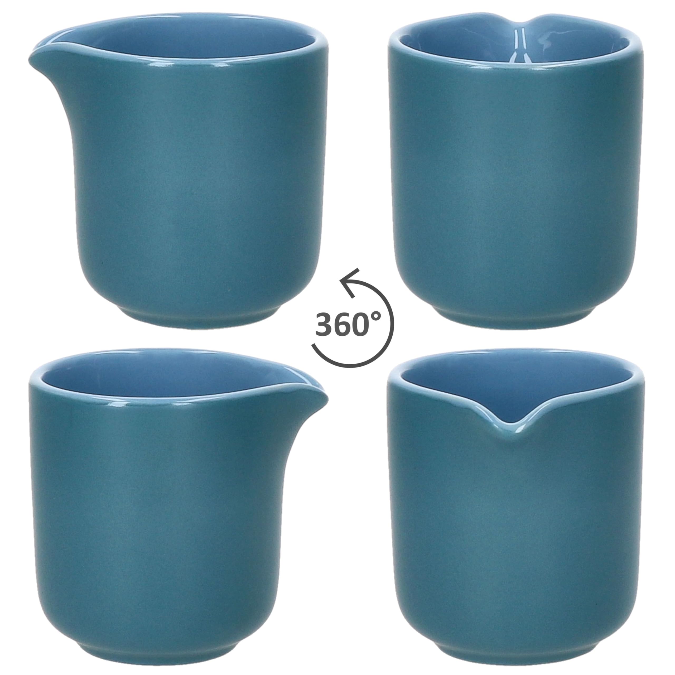 Ritzenhoff & Breker Jasper 2tlg. Set Milchkännchen 140ml & Zuckerdose 240ml Ozeanblau I Sahne-Kanne, Gießer für Kondensmilch, Dose mit Deckel für Würfelzucker I Kaffee-Zubehör
