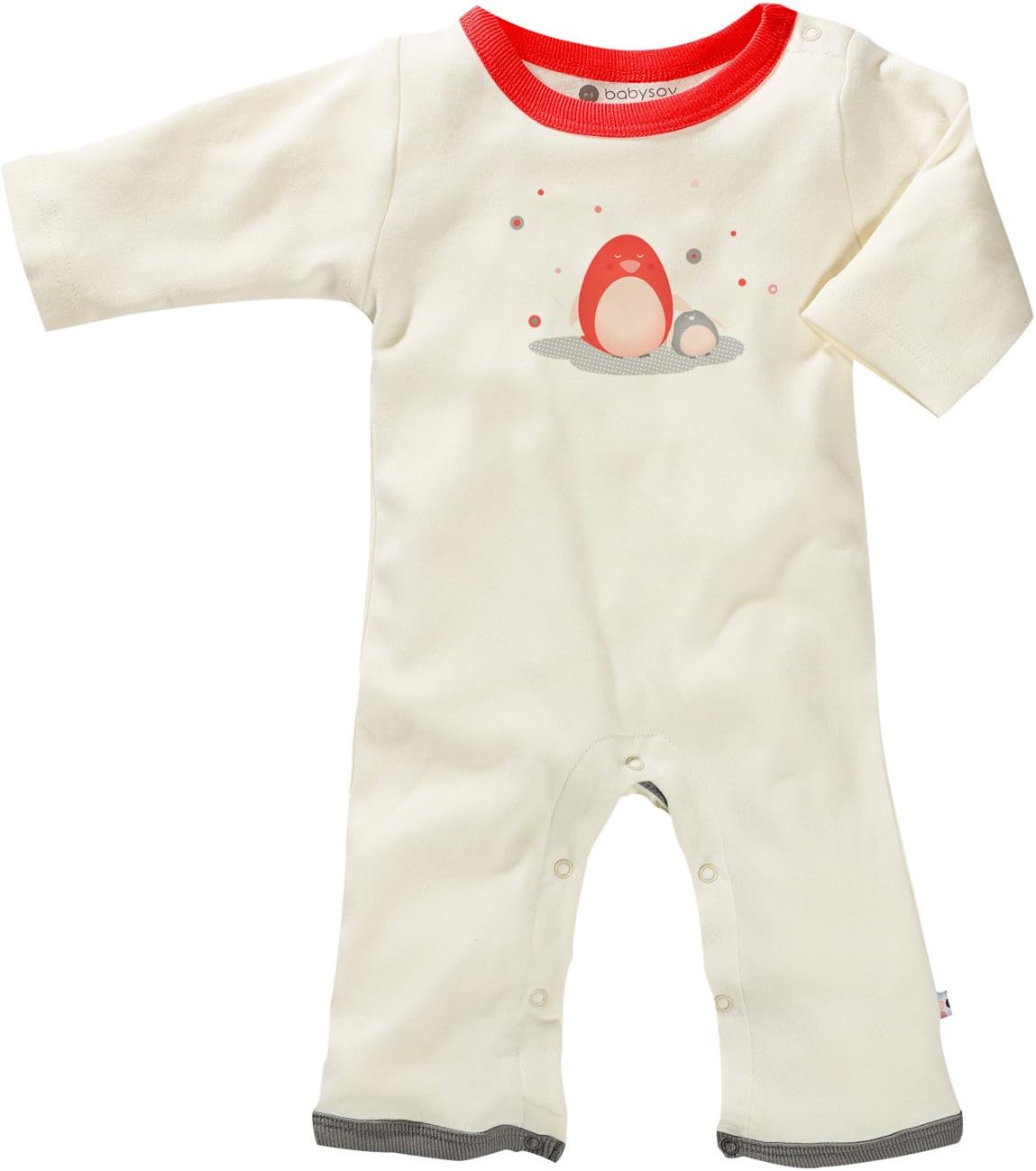 Babysoy Newborn Baby Unisex Organic Long Sleeve Animal Print Toddler One Piece Bodysuit Coverall