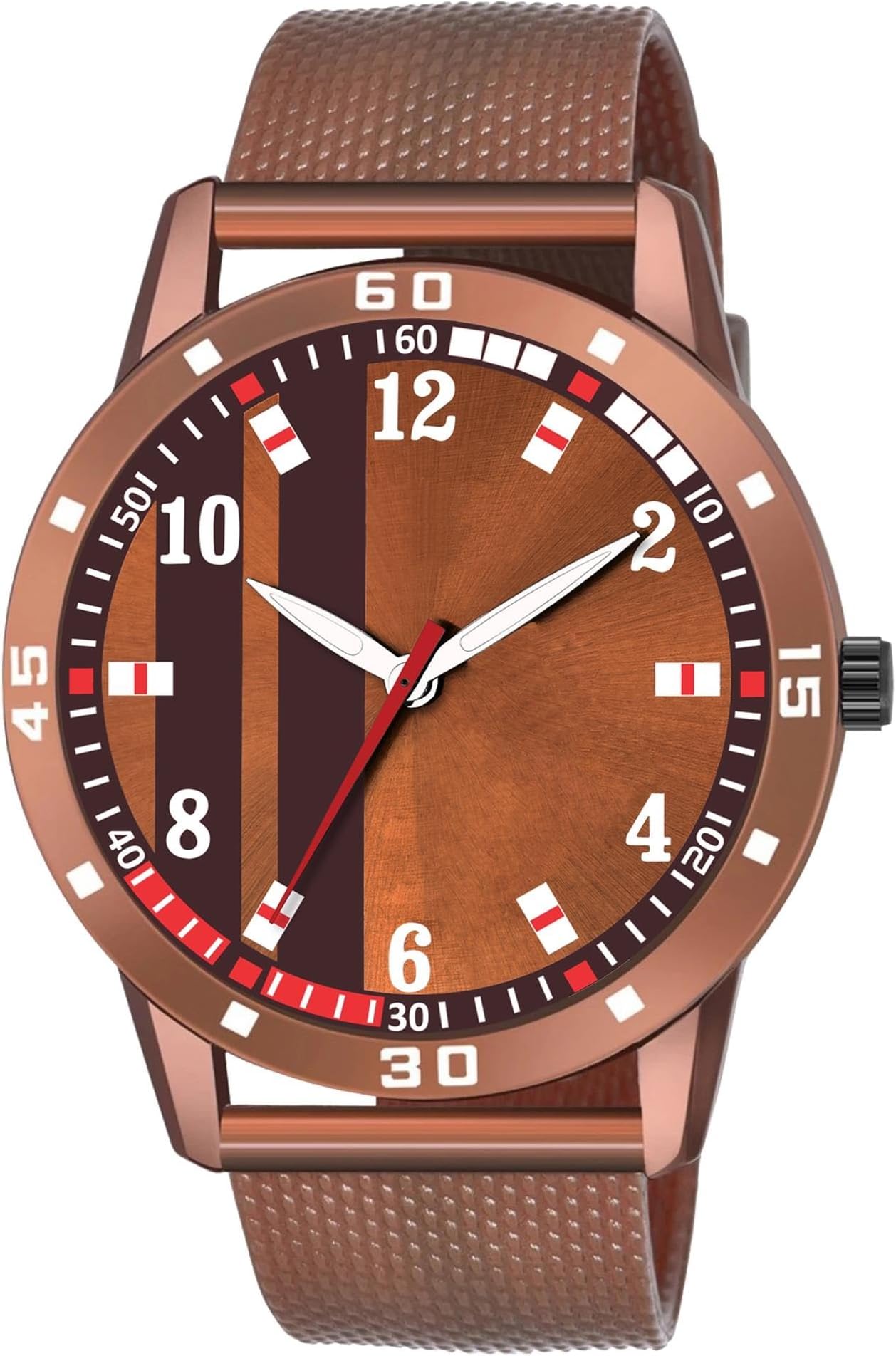 913|Brown Dial PU Strap Stylish Analog Watch for Men-AVGR/Brown