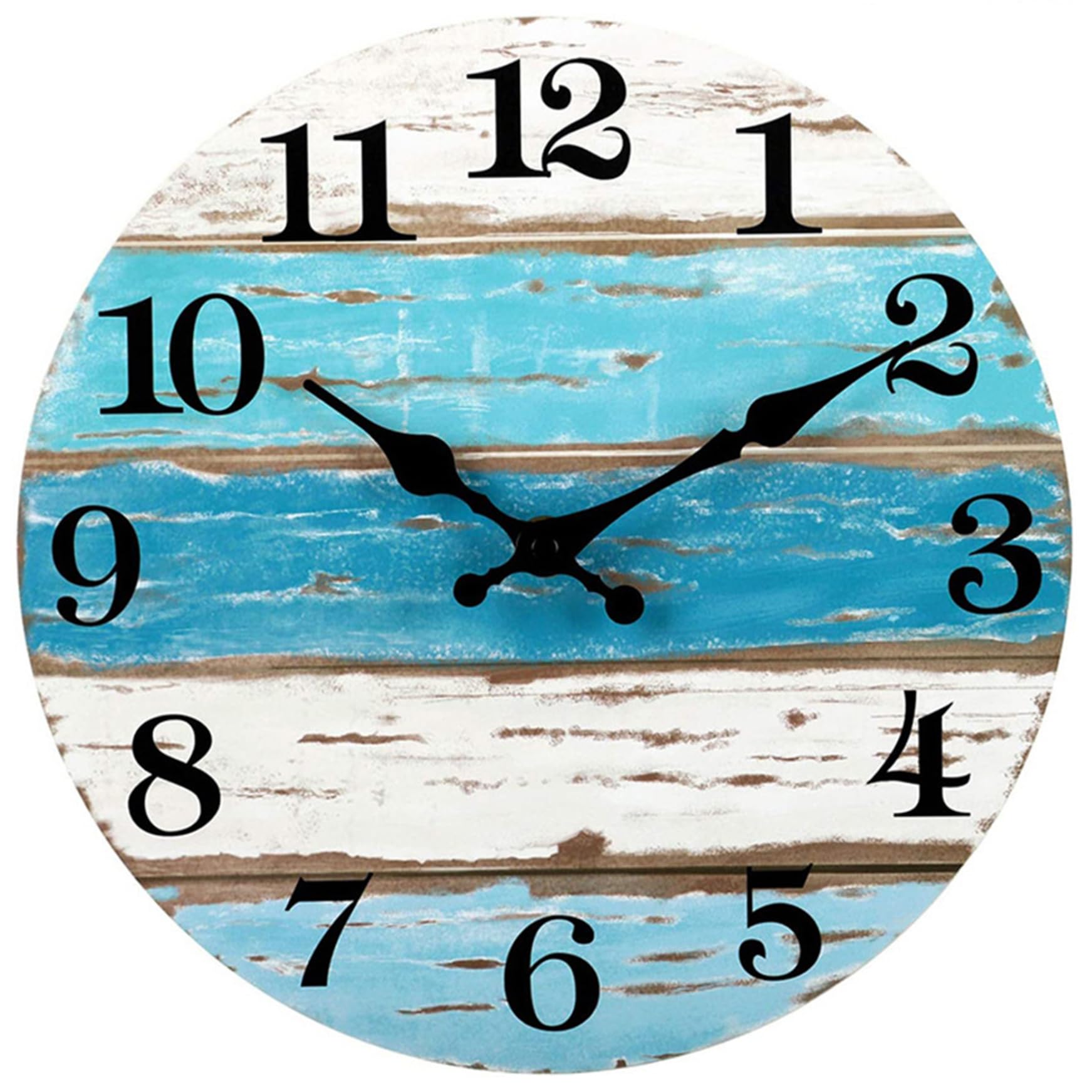 Horloge murale de plage 10 pouces bleue et ronde pour salon vintage