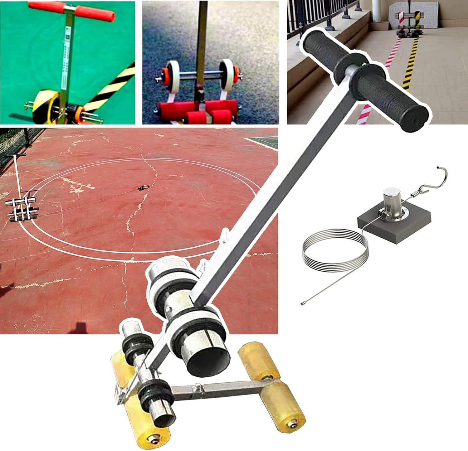 Basketball Court Marking Kit, Hand Push Floor Marking Tool, with Marking Tape Roller, Create Lines/Circles, for Asphalt Or Concrete