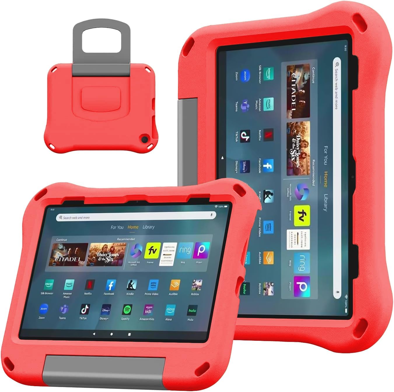 Riaour max 11 Tablet Case for Kids,Shockproof Handle Stand Kids Case.(2023 Release).Incompatible with iPad Samsung.Red