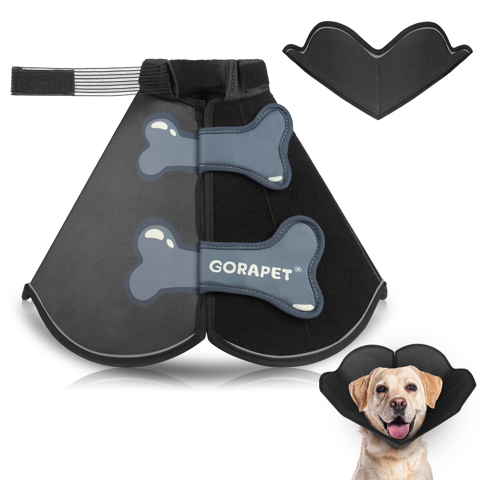 Photo 1 of Dog Cone Collar Alternative, Partially Detachable Hard & Heavy Cone for Extra Large Dogs(Adult Lab Golden GSD), Elizabethan Adjustable Protective Dog Neck Head Recovery Cone After Surgery Anti Licking