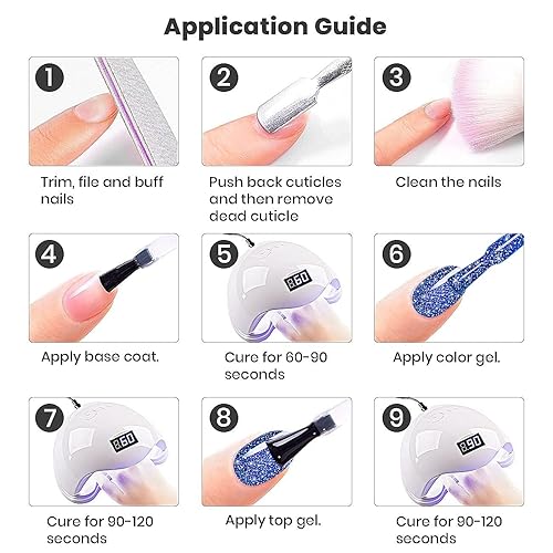 Miniatura 8 de RARJSM Esmalte de uñas de gel con purpurina reflectante, color azul real, brillante, arcoíris iridiscente, brillante, azul oscuro, 0.3 fl oz,