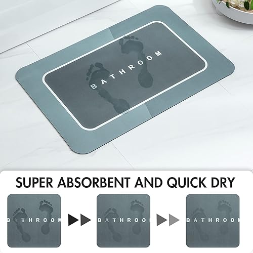 Miniatura 2 de MIULEE Diatomaceous Earth - Tapete de baño de piedra fina para debajo de la puerta, con respaldo de goma, súper absorbente, barrera de suciedad de