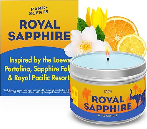 Royal Sapphire Theme Park Resort - Vela de hotel Jasmine Citrus Amber Ylang Ylang Mezcla de cera de soja vegana de lujo, hecha a mano en Estados