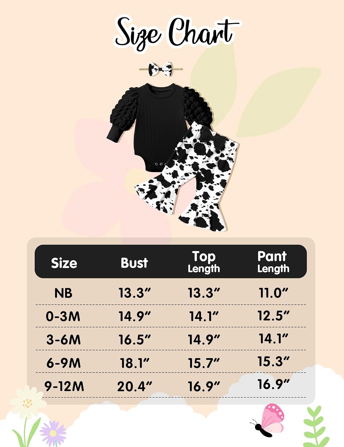 NAPU Baby Girl Clothes Long Sleeve Romper 3Pcs Baby Girl Outfits Flare Pants Set with Headband Fall Baby Girl Winter Clothes - Image 7