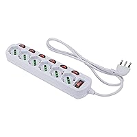 FANTON 47438 Multipresa OMEGA 6 prese bipasso schuko 2P+T 16A con interruttore luminoso su ogni presa