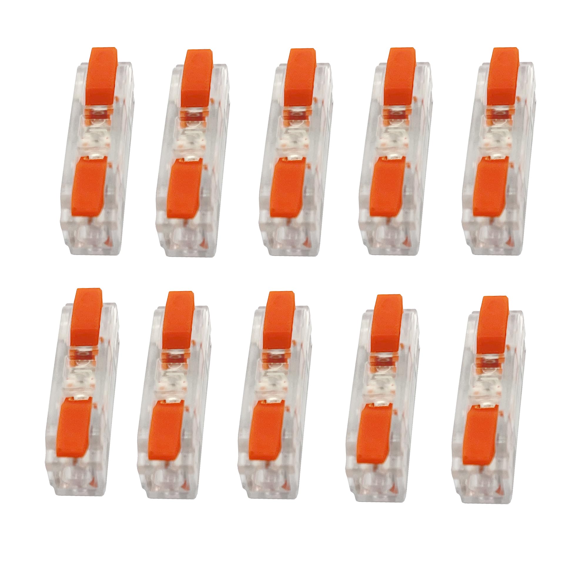 ZRUIDA Wire Connectors, Compact Lever Wire Connectors Wire Terminals 1 Into 1 Out Splicing Cable Connector, Valve in-Line Connector for Quick Connect installation 28-12 AWG (Orange 10 Pcs)