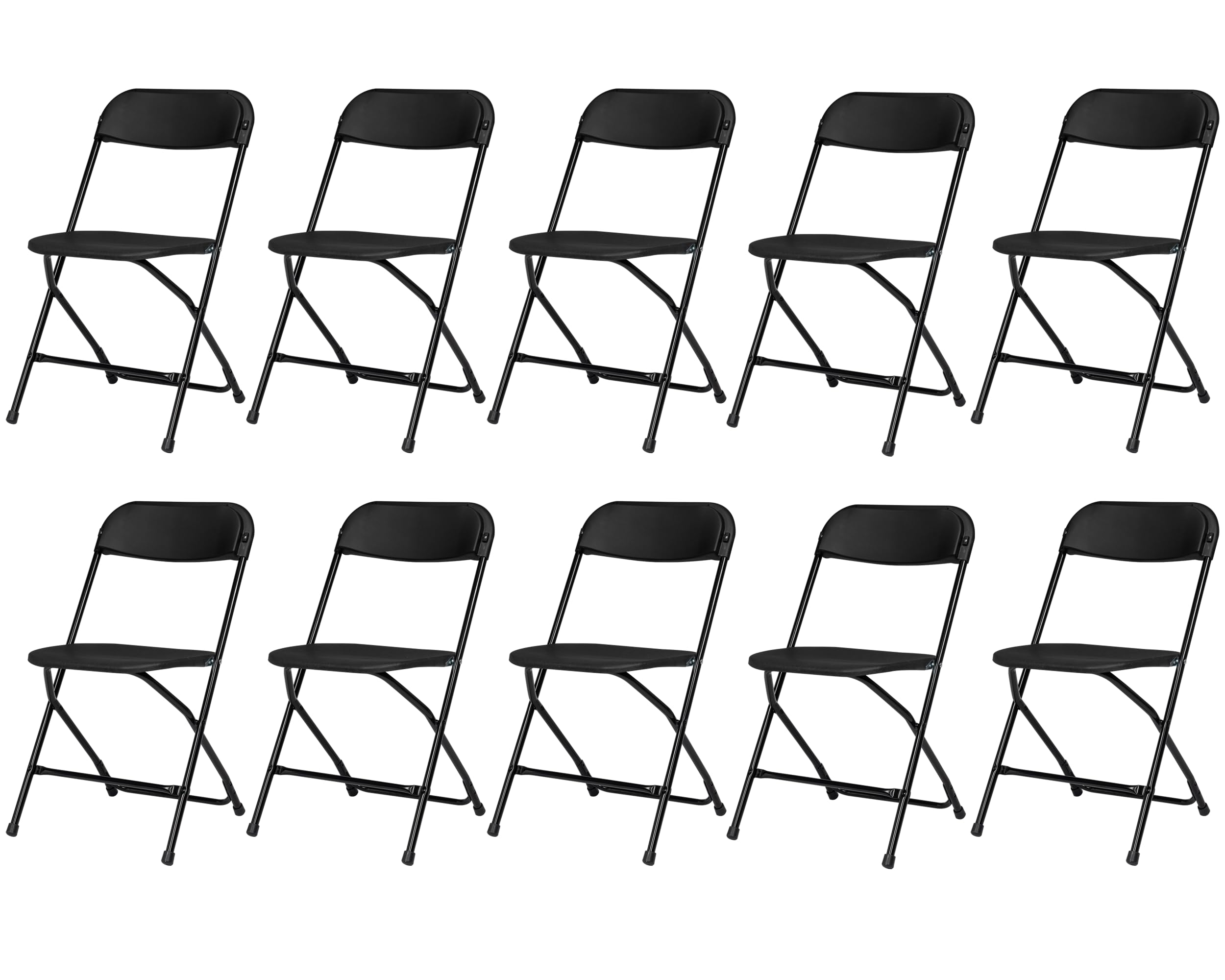 susici 10 Pack Black Plastic Folding Chairs for Outside Portable Indoor Outdoor Stackable Commercial Seat with Steel Frame for Office Wedding Party