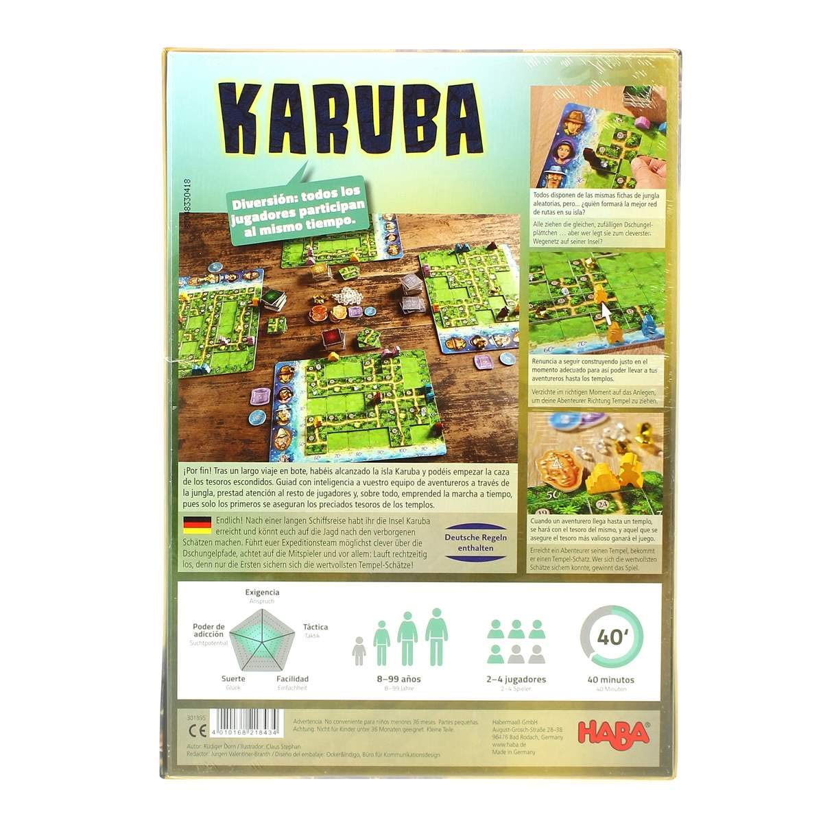 Haba -Karuba, gioco da tavolo multicolore (301895), la confezione può variare, versione in spagnolo