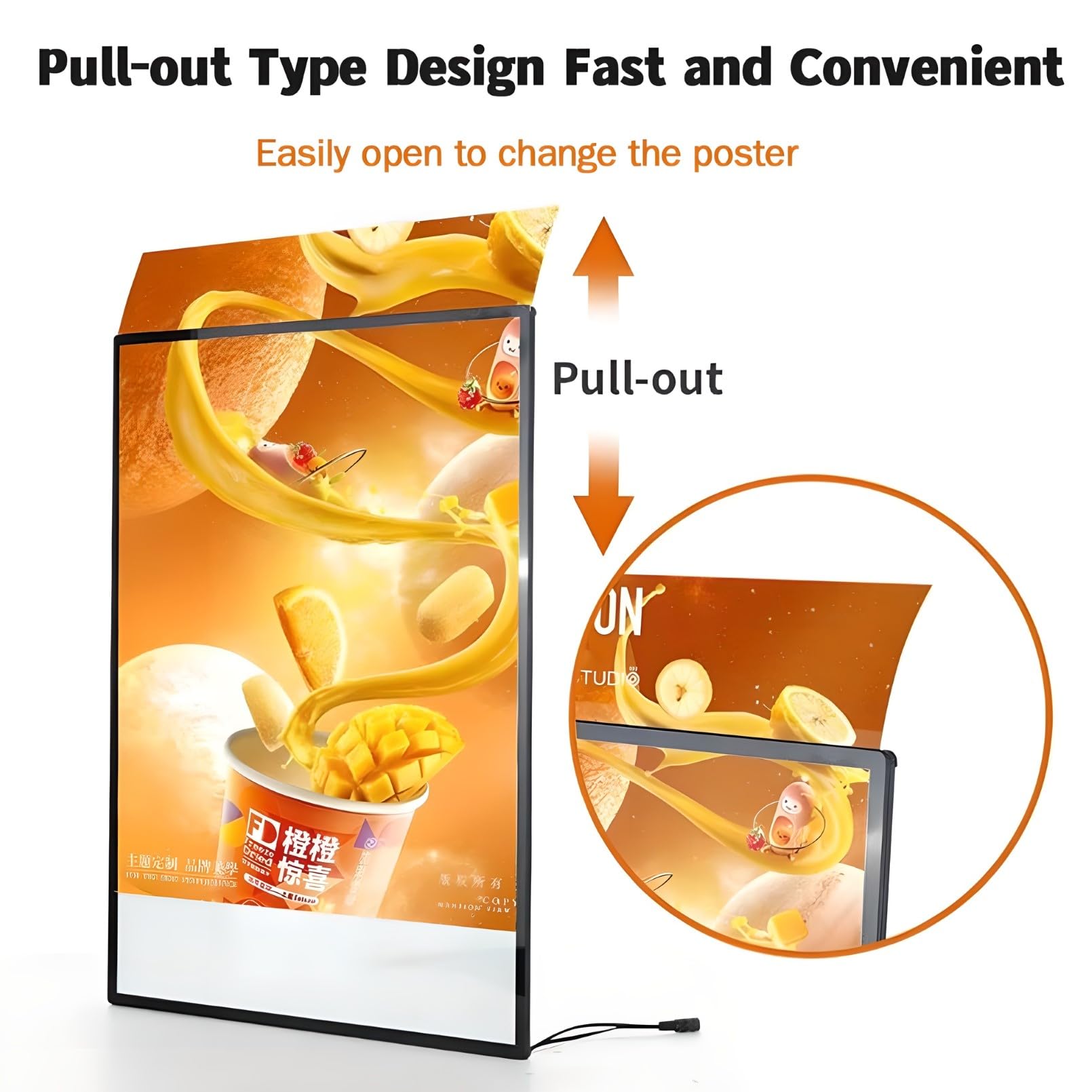 Wandmontierte LED -Leuchtkasten, LED -Poster -Menü Frame Montiert Werbeanzeige Rahmen, Ultra - Slim Temperedglas Beleuchtetes Menü -Board für Restaurants, Bars, Geschäfte, Cafés Black 30 * 120cm