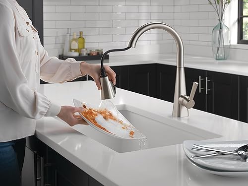 Miniatura 8 de Delta Faucet Lenta Grifo de cocina de níquel cepillado con dispensador de jabón, cabezal rociador de acoplamiento magnético, SpotShield inoxidable