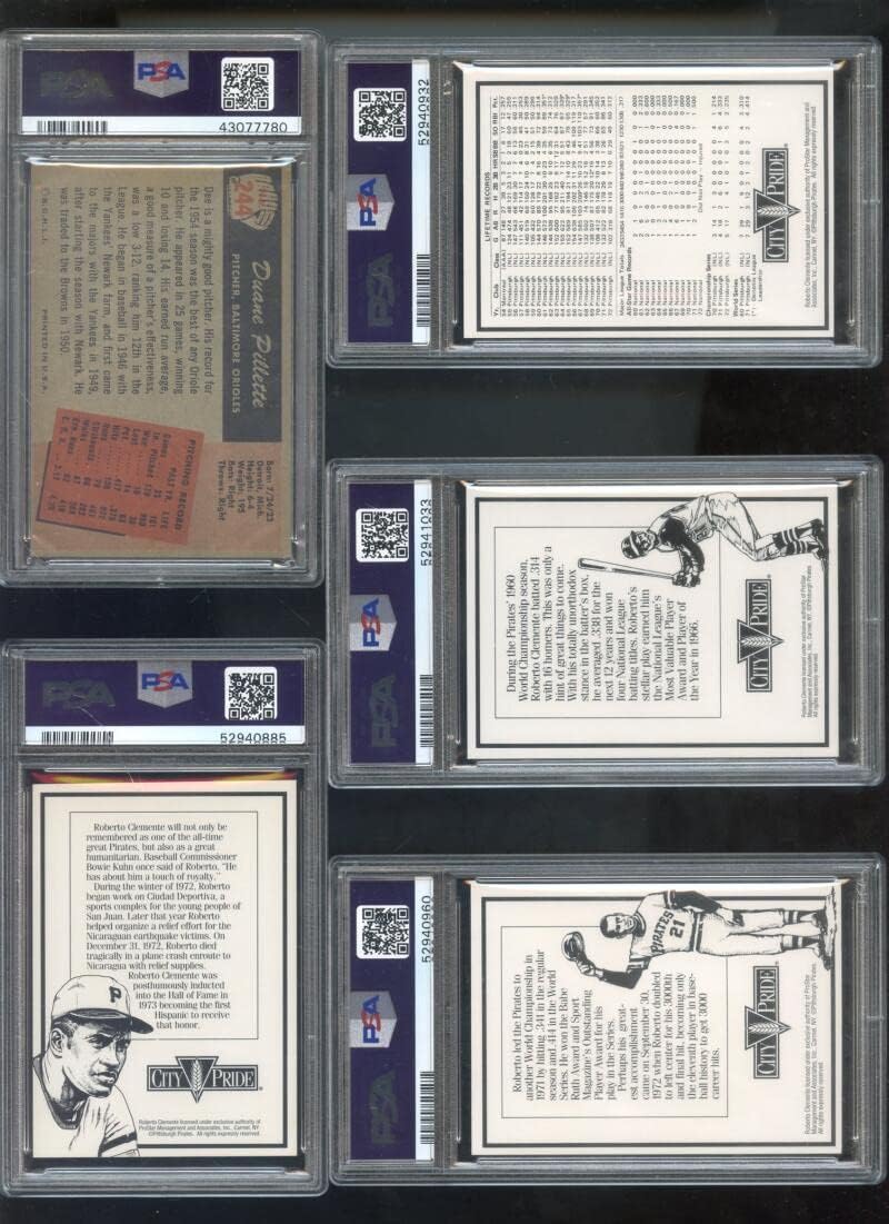 1993 City Pride Bread Roberto Clemente PSA 9 Graded Baseball Card MLB Kneeling With Five Bats 5 Pittsburgh Pirates ProStar MINT