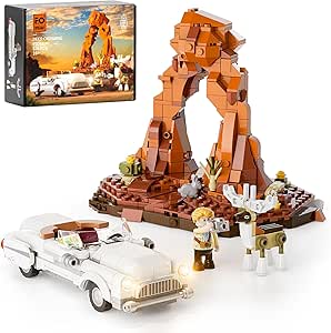 FUNWHOLE Road Deer-Crossing Lighting Building-Bricks-Set - Technic car and Deer Collection LED Light Building Animals Construction Set 576 Pcs for Adults and Teen