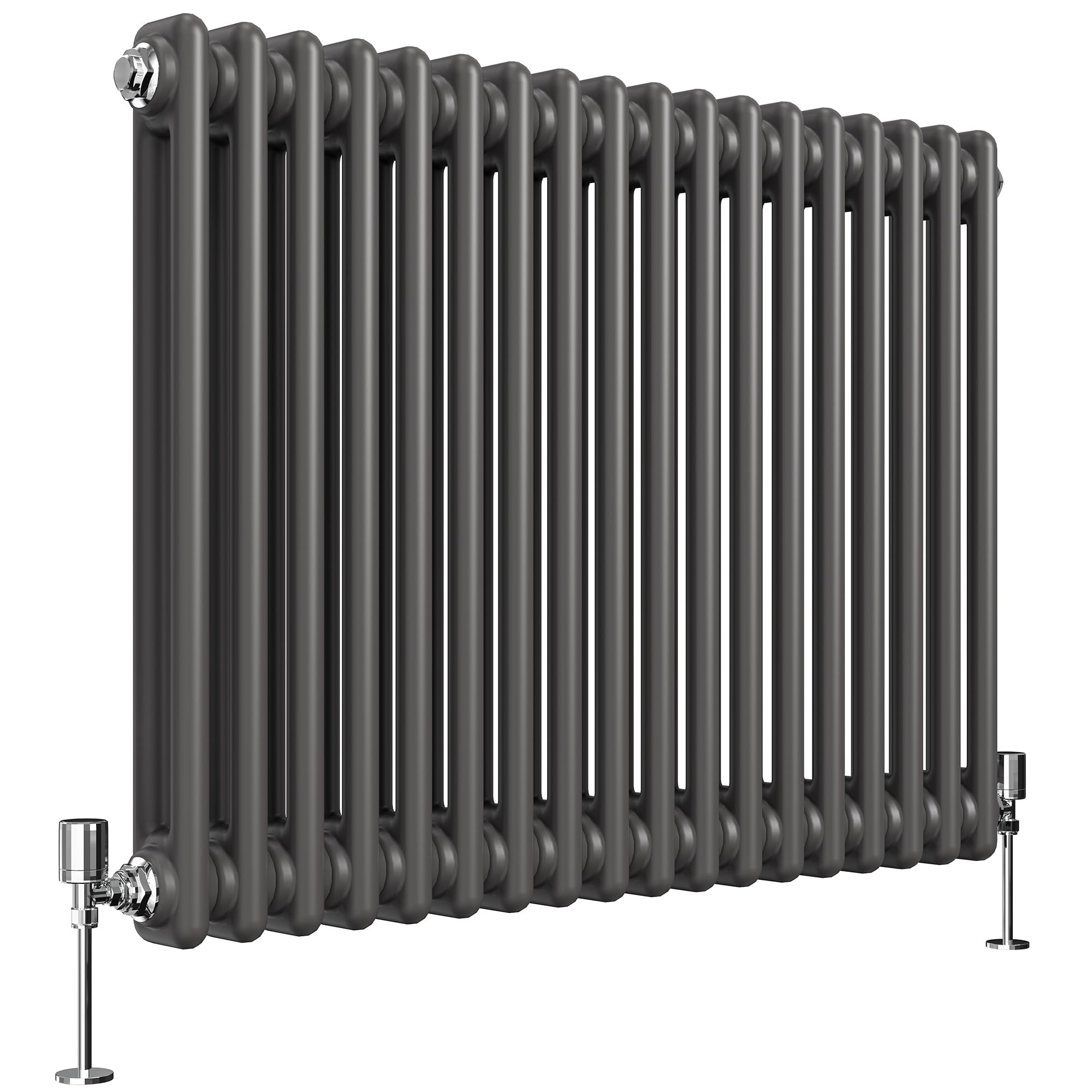 Heilmetz Column Radiator Horizontal Double, 600 x 830mm Traditional Cast Iron Style 2 Column Radiators Central Heating Radiator Anthracite