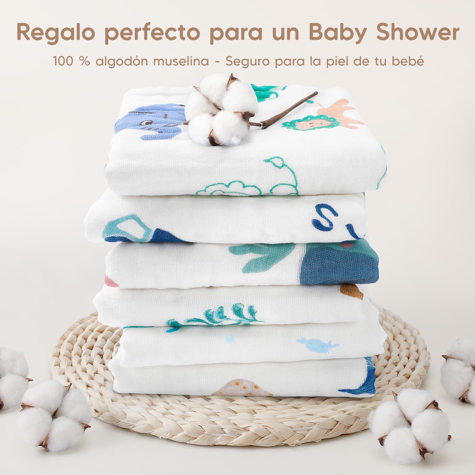 Maliton Muselinas Bebe Algodon,6 Piezas 50 * 25cm Muselinas Bebe,6 Capas De AbsorcióN De Agua Y Suavidad Gasas para Bebes,Piel Sensible para ReciéN Nacidos, Set De Regalo