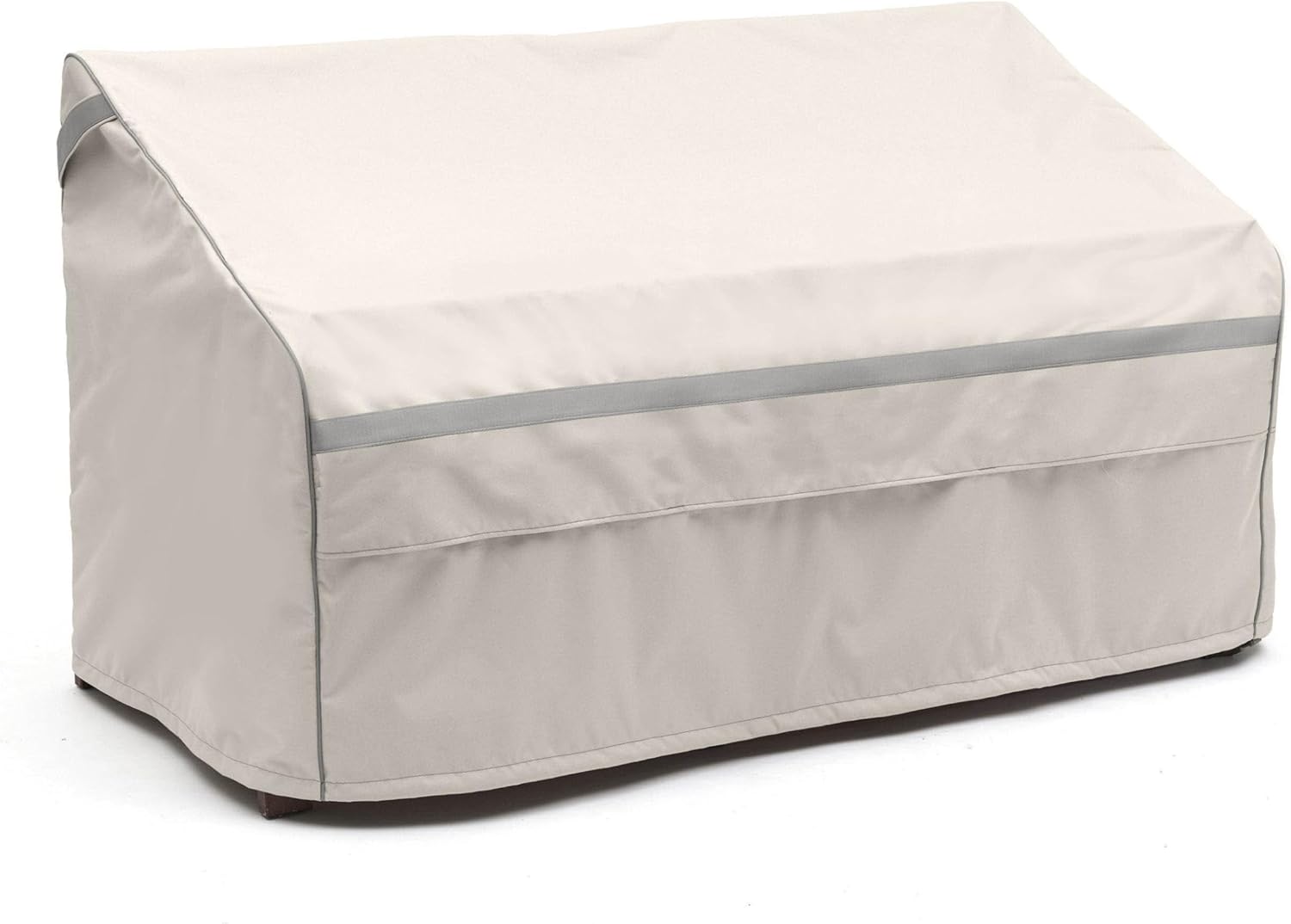 Covermates Prestige Adirondack Bench Cover – Heavy-Duty Water-Resistant 900D Polyester with Double-Stitched Seams, Auto-Locking Drawcord, Mesh Vents & Buckle Straps, 52W x 32D x 34H, Stone