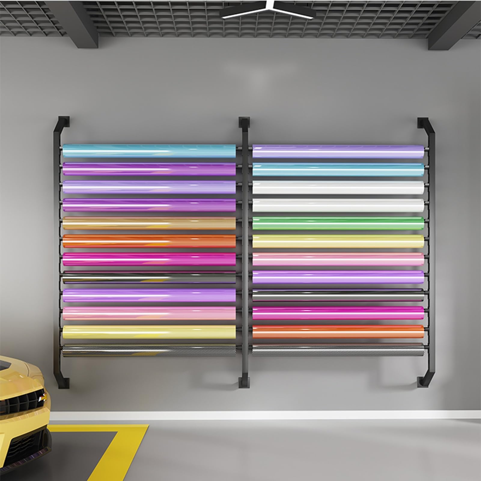Organisateur pour rouleaux de vinyle de voiture et film fenêtre mural