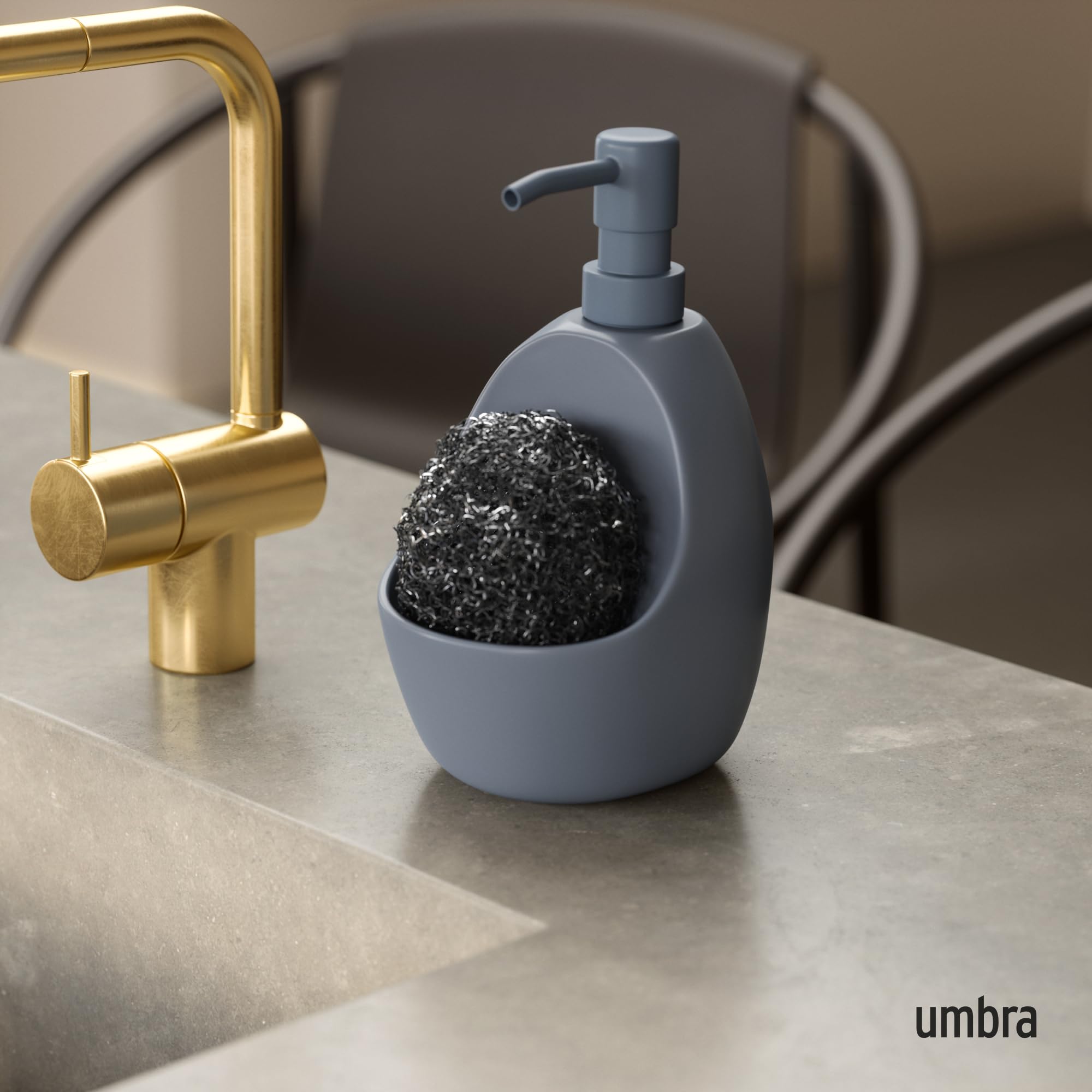 Umbra Dispensador de jabón, cerámica, Azul Pizarra