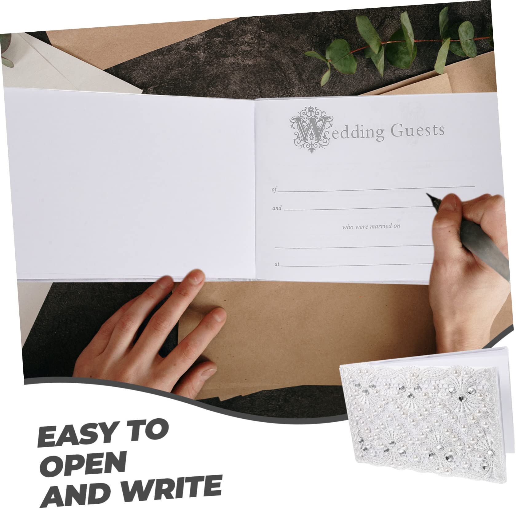 COLLBATH Gästebuch für Hochzeit mit Strasssteinen und Perlen Weiß | Abschlussfeier, Shower, Wedding Receptions, Gästebücher zum Unterschreiben