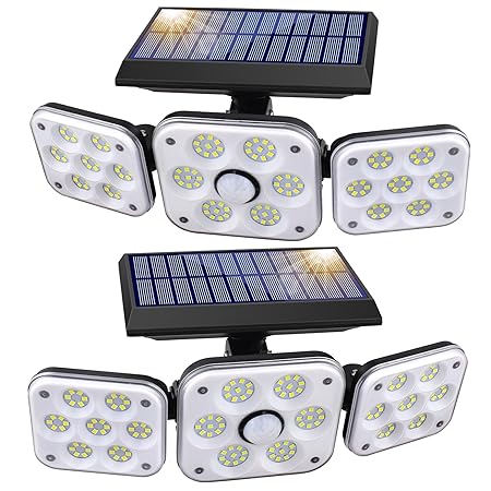 SMY Lighting Solar Motion Lights Outdoor, 3 Adjustable Heads Solar Wall Lights with Motion Sensor,138 LED Solar Security Lights,270 degreeWide Angle, IP65 Waterproof for Garage Yard Garden Porch