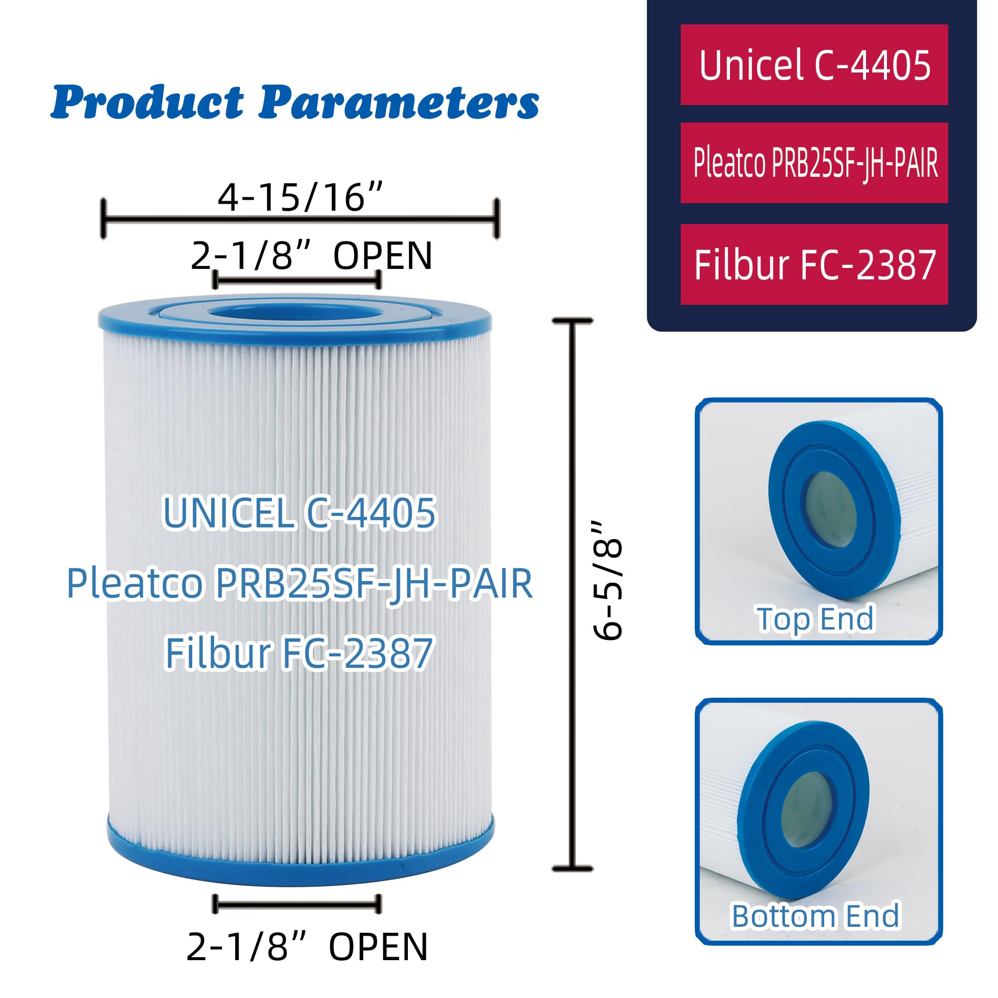 Mamokin Spa Filter C-4405 Replaces Unicel C-4405, Filbur FC-2387, PRB25SF-PAIR, Marquis 20342, R172464, APCC7062, CMP 25392-000-100, 17-2464, 817-5010, Rainbow DSF 50 Hot Tub Filter- 2 Pack