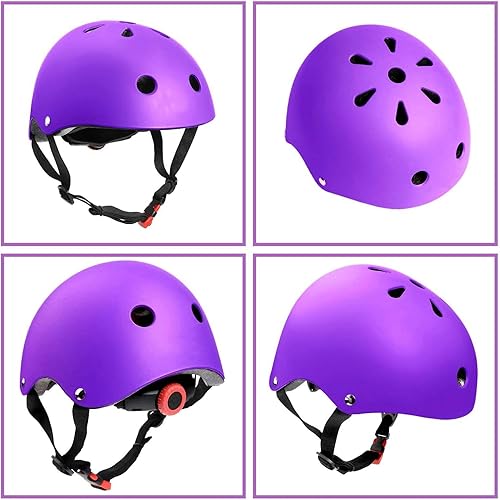 Miniatura 30 de Casco ajustable para niños de 3 a 16 años, equipo de protección con coderas, rodilleras y muñequeras para multideporte, patinaje, bicicleta, 1