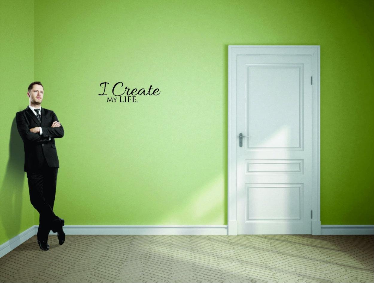 Unique Home Wall Stickers I Create My Self Esteem Decal Décor for Bedroom Living Room Nursery - Size: 9 Inch X 22 Inch