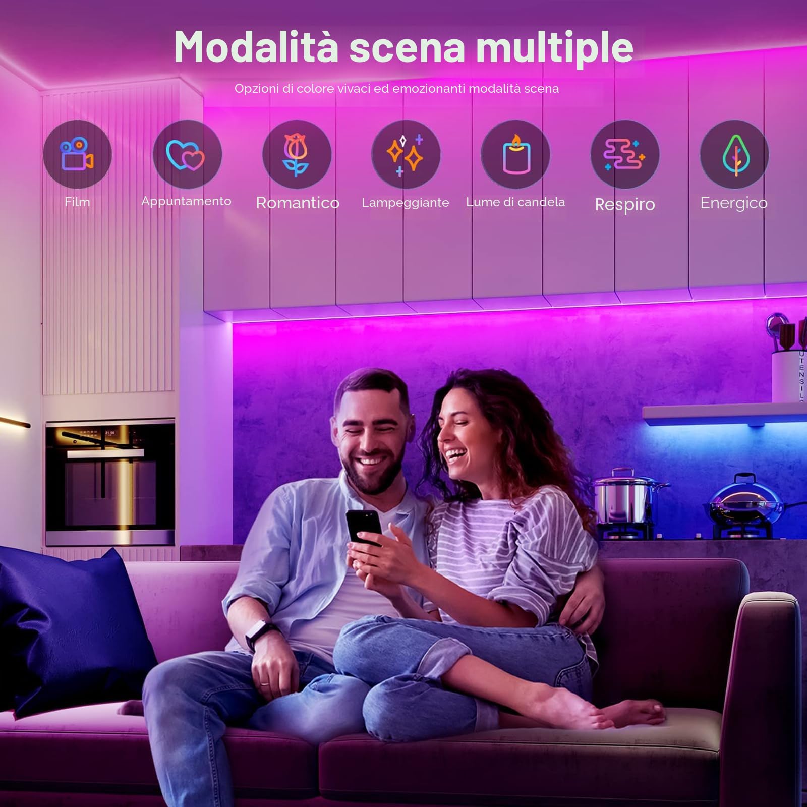 LUXONIC 16.4FT 5M Strisica LED Neon, RGB, Silicone Neon Luci LED Flessibile Bluetooth con APP e Telecomando, IP67 impermeabile, Sincronizzazione Musicale, Decorazione Esterna/Interna del partito