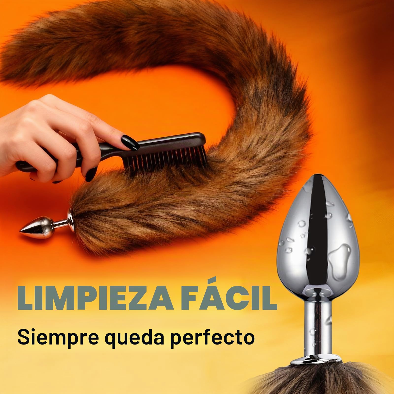 Plug Anal Con Cola De Zorro Para Mujeres Con Cola Plug Anal De Acero Inoxidable Butt Plug SM Tailplug BDSM Cosplay EróTico Furry Cola De Zorro Juguete Sexual Para Hombres Parejas Principiantes (L)
