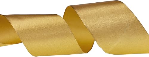 Miniatura 2 de ATRBB Cinta de satén de 25 yardas de 2 pulgadas para boda, lazos hechos a mano y envoltura de regalos (color dorado oscuro)