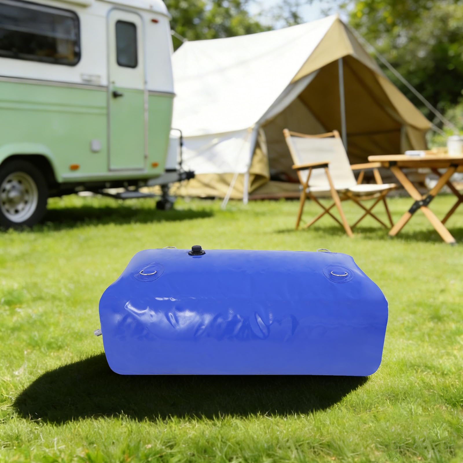 Bolsa de agua plegable de 240 l, bolsa de agua suave con válvula de bola de PVC, depósito de agua portátil grueso para colector de agua de lluvia, almacenamiento de agua para jardín, camping