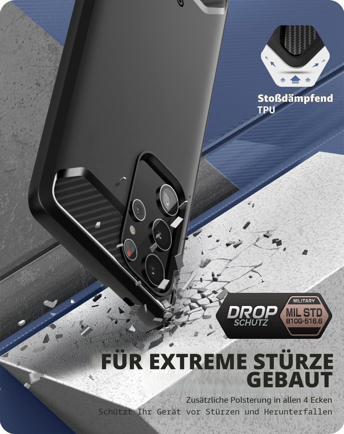 Clayco Xenon Series Hülle für Samsung Galaxy S22 Ultra (6.8") 5G 360 Grad Handyhülle Robust Schutzhülle Bumper Case Fullcover mit integriertem Displayschutz 2022 Ausgabe (Schwarz)