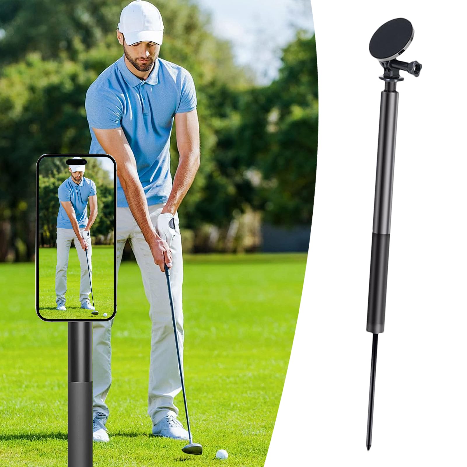 Soporte Para Teléfono Golf Soporte para Móvil de Golf | Trípode Magnético Con Altura Ajustable Rotación 360 Grados Extensible Para Transmisiones En Viajes Fotografía Gimnasio