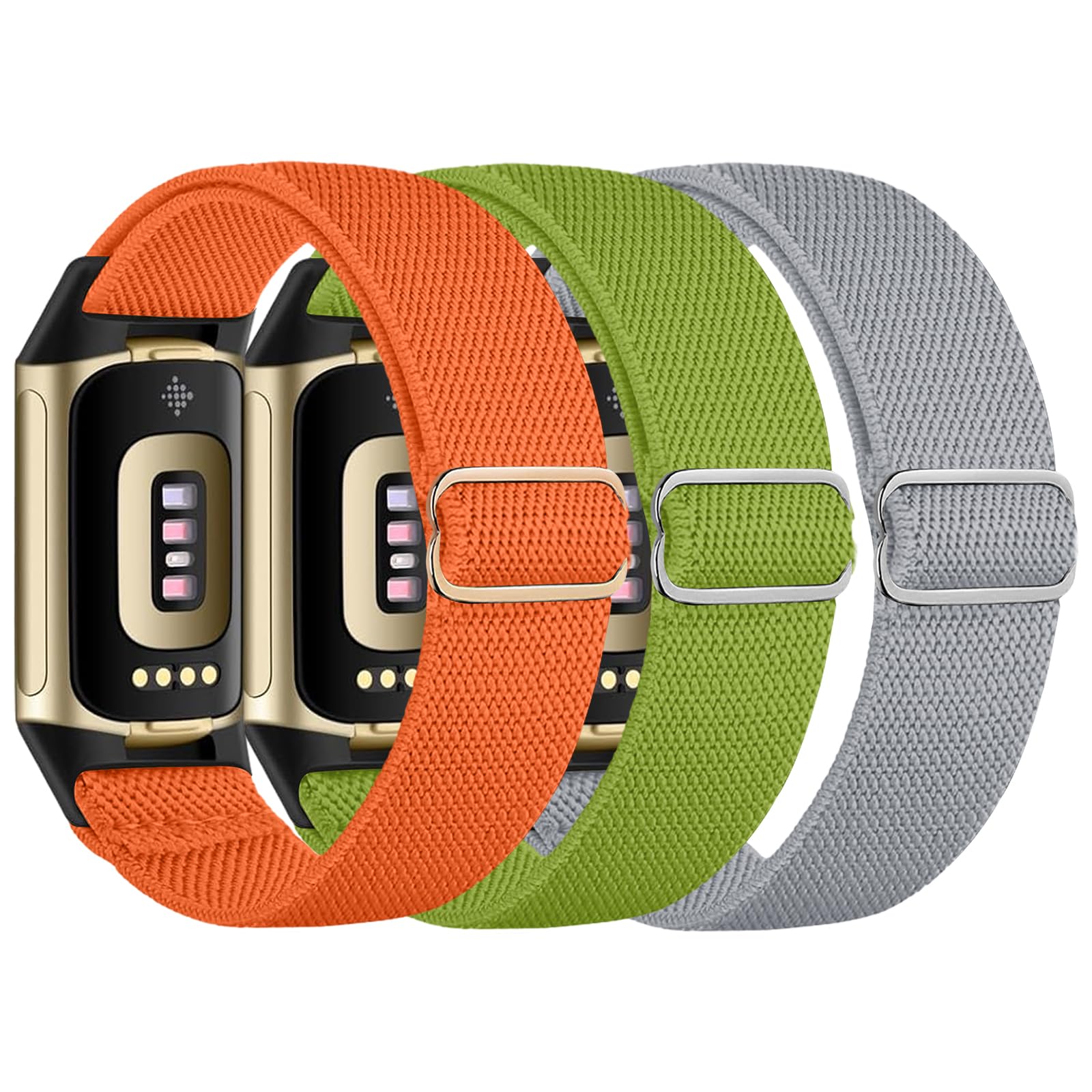 chinbersky Elastisches Armband Kompatibel mit Fitbit Charge 6 Armband/Fitbit Charge 5 Armband, Verstellbares Nylon Stoff Dehnbare Atmungsaktiv Sport Band für Fitbit Charge 6/Charge 5 Damen Herren