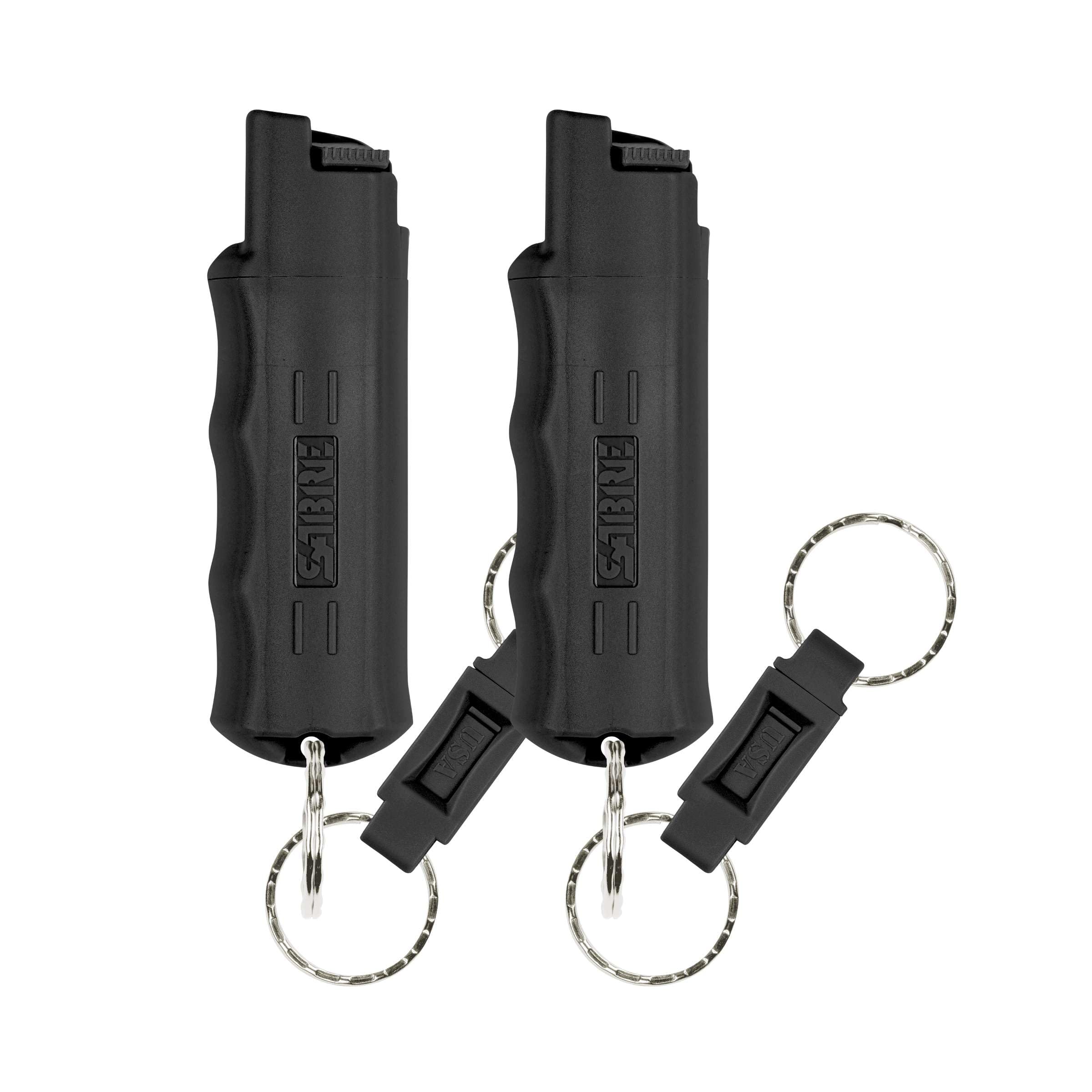 Sabre Pepper Spray with Quick Release Keychain for Self Defense – Maximum Police Strength OC Spray with UV Marking Dye, Twist Lock Safety, Finger Grip, 10‑Second Spray, 14‑ft Range, Made in USA