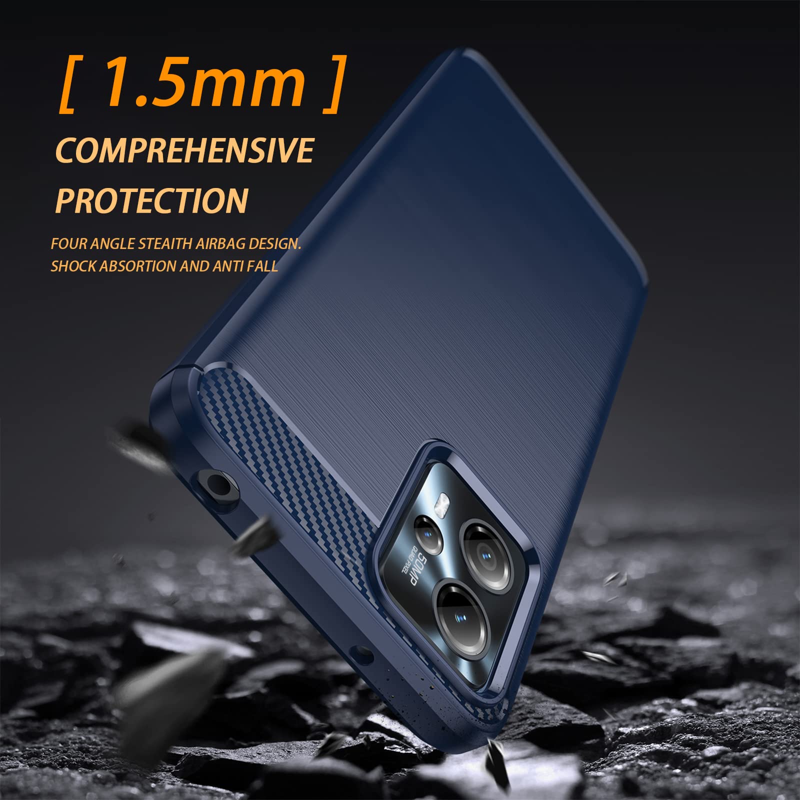 SCL Custodia In Gel Effetto Carbonio Per Motorola Moto G200 - Blu, Antigraffio, Anti-urto, Sottile E Leggera