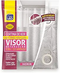 Cortina para Box Jasmim com Ilhós Visor Cristal (1,35x2,00m) | Plast Leo (Ref.642-J)