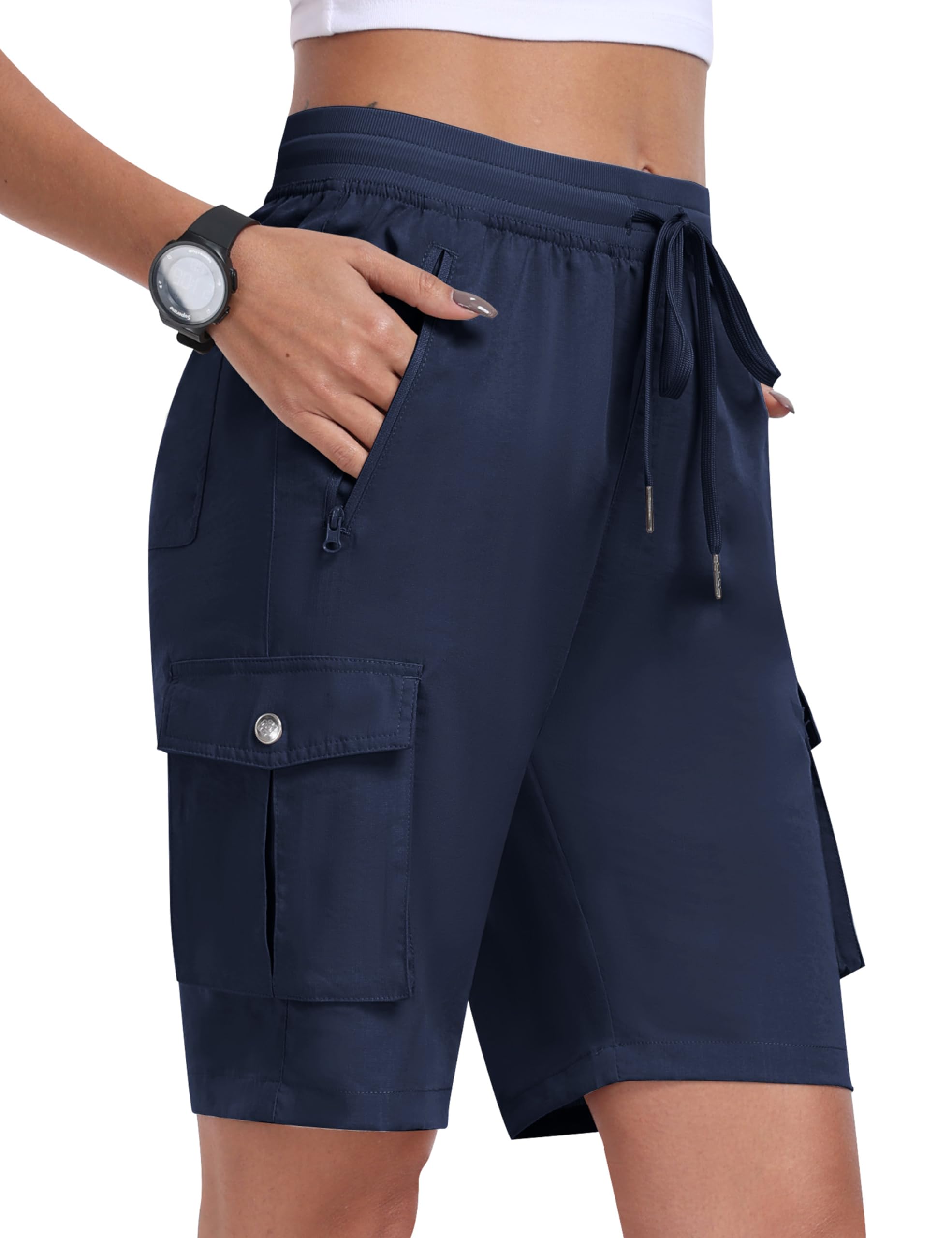 MoFiz Women's Hiking Cargo Shorts Lightweight Quick Dry with Zipper Pockets