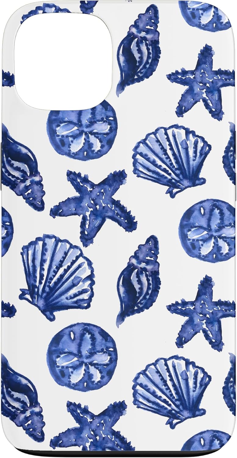 Coastal Granddaughter Preppy Sea Shells Nautical Beach Blue Case for iPhone 13