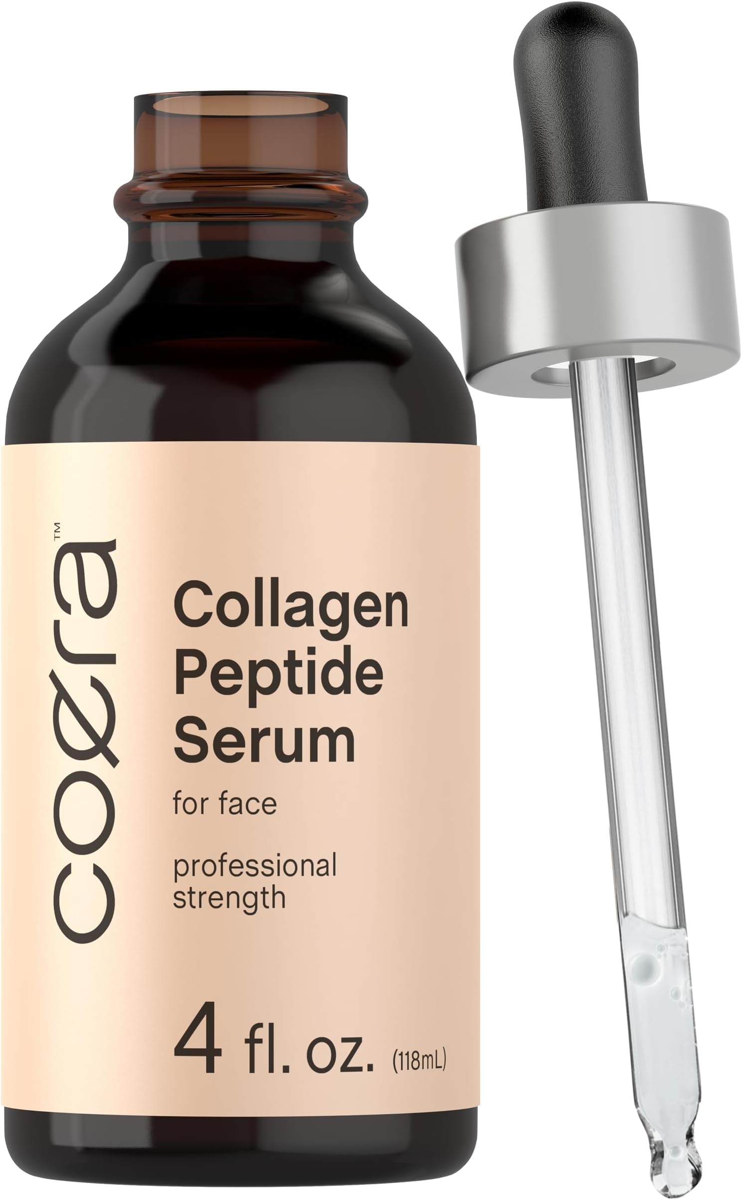 Coera Collagen Peptides | 4 fl oz | Face Serum with Verisol | Professional Strength Formula for Women | Free of Parabens, SLS, & Fragrances | Packaging May Vary