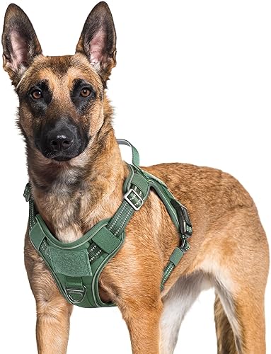 rabbitgoo Arnés para perros pequeños, medianos y grandes, chaleco de servicio táctico militar sin tirones con tiras reflectantes y asa de control,