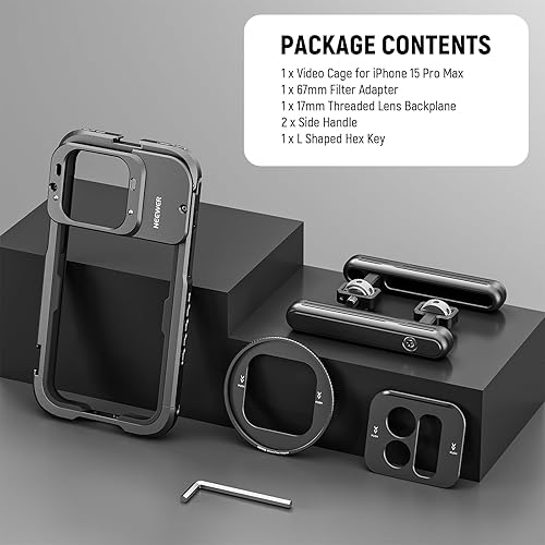 Miniatura 9 de NEEWER PA024K - Soporte de video para teléfono 15 Pro Max con asas dobles compatibles con iPhone 15 Pro Max, adaptador de filtro de metal de 2.638
