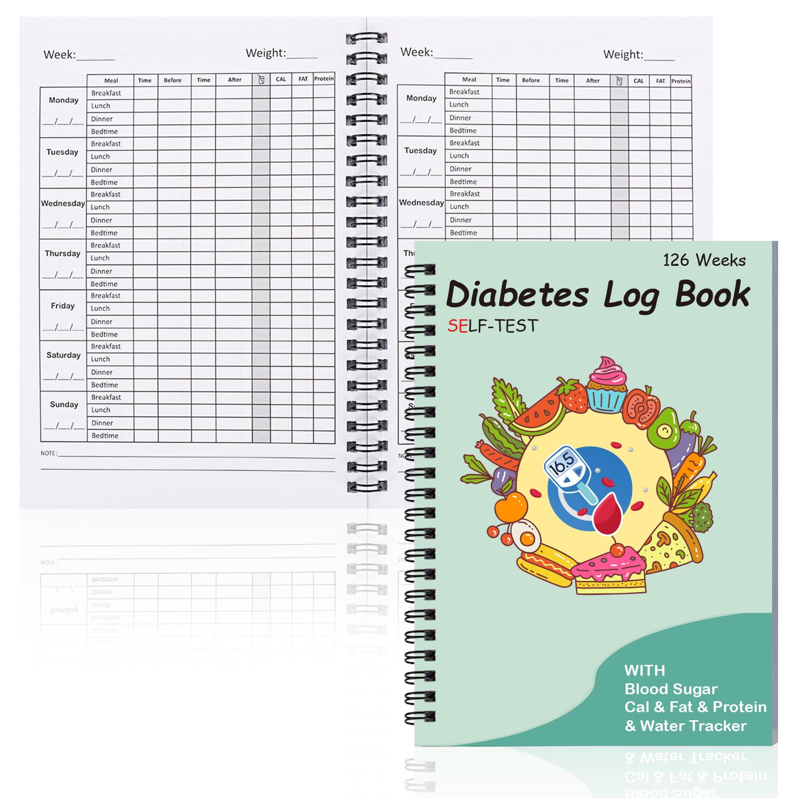 Diabetes Record Log Book Spiral A5 Weekly Diabetes Record Notebook Blood Sugar Journal Log Book Diabetes Tracker Journal Blood Sugar Log Book A5 Self