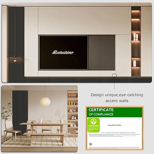 Miniatura 3 de Bobobier Paneles acústicos grandes de 48 x 24 x 0.4 pulgadas, paquete de 3 paneles de espuma a prueba de sonido, paneles decorativos insonorizados